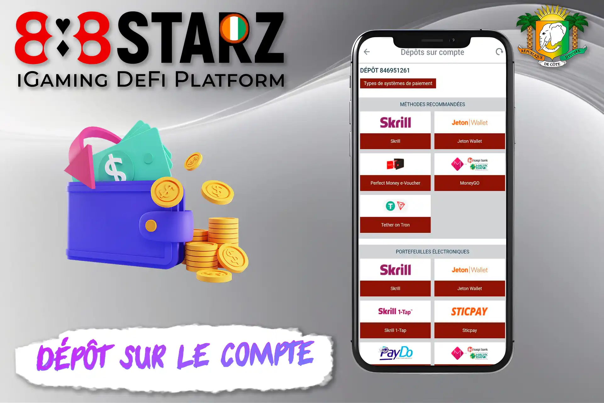 Les différentes options pour effectuer un dépôt sur votre compte 888starz