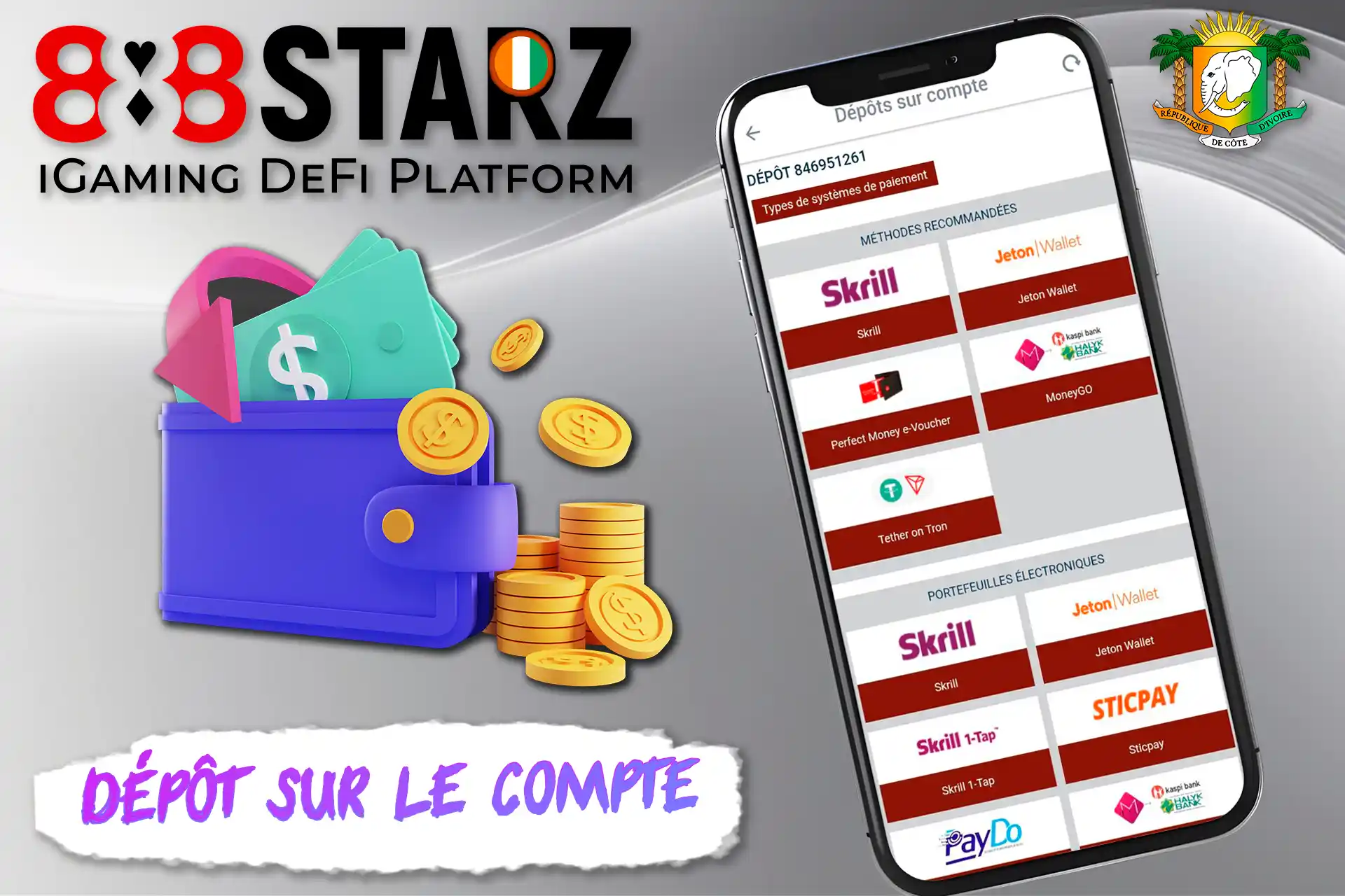 Dépôt sécurisé sur le compte du bookmaker 888starz