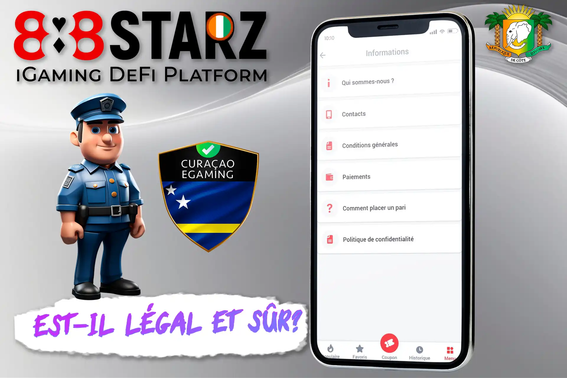 Légalité du casino en ligne 888starz à Kot d'ivuar