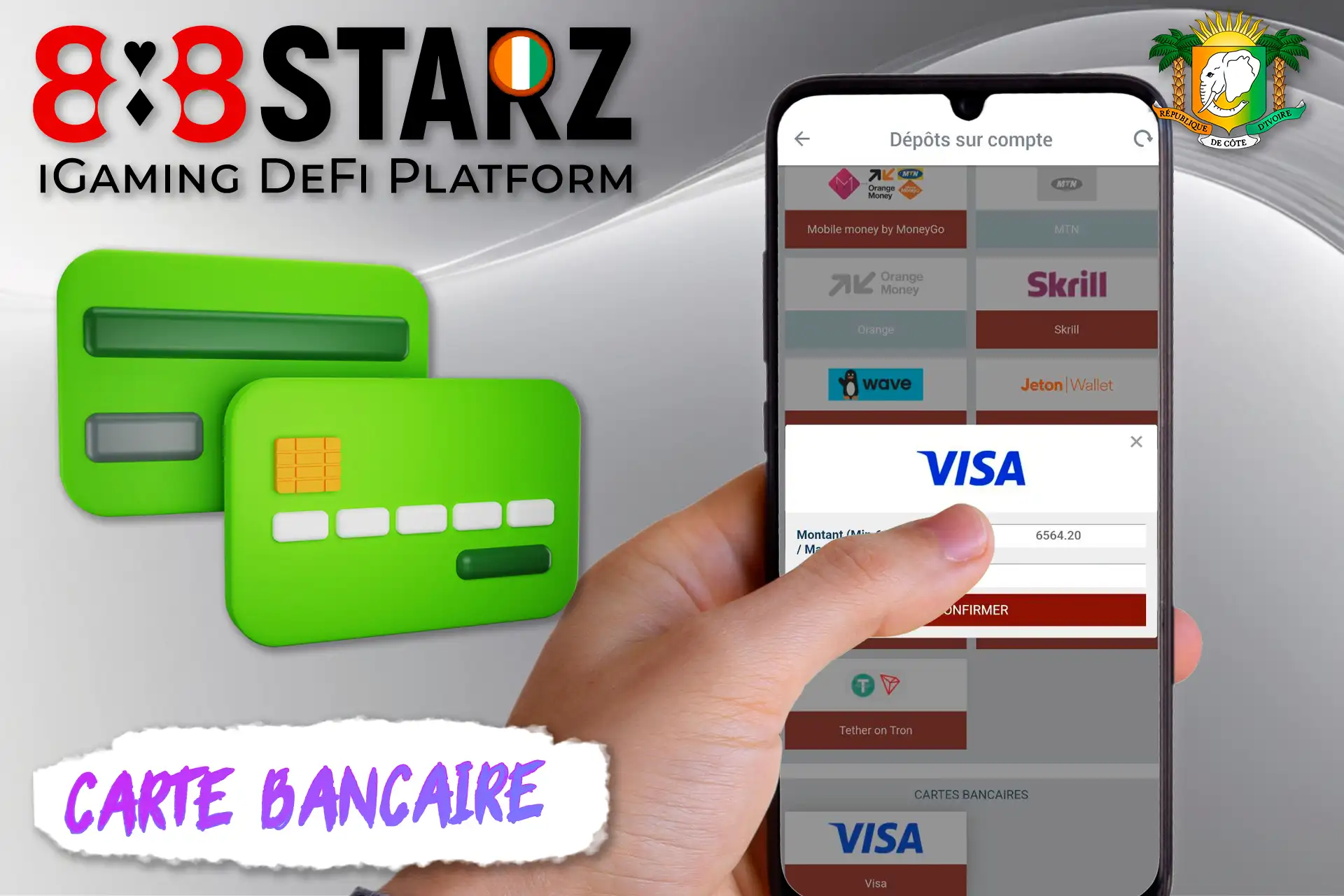 Présentation du dépôt par carte bancaire sur le casino 888starz