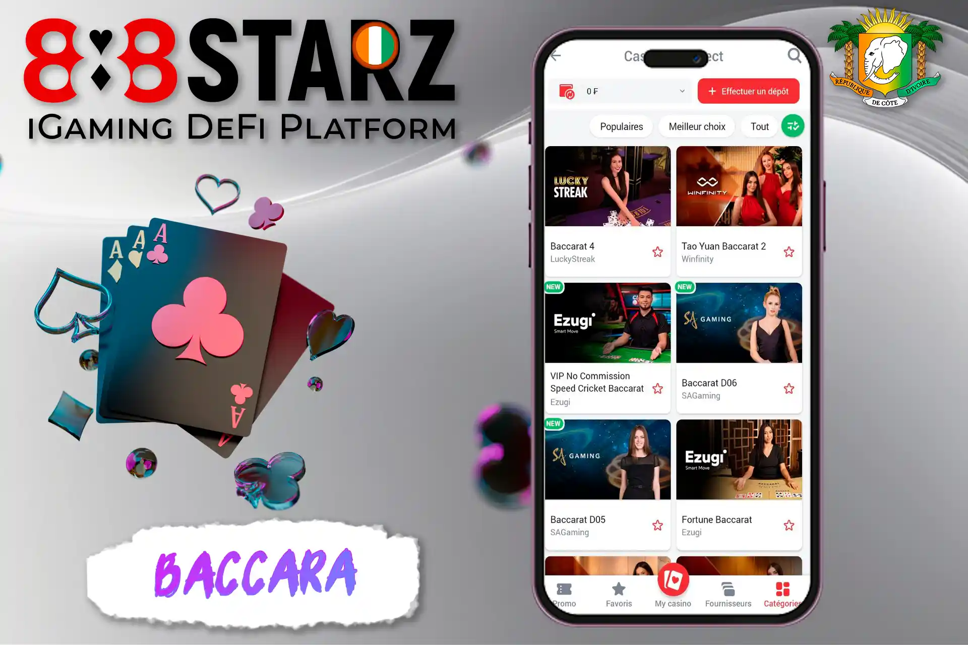 Jeu de baccarat populaire avec streaming en direct au casino 888starz