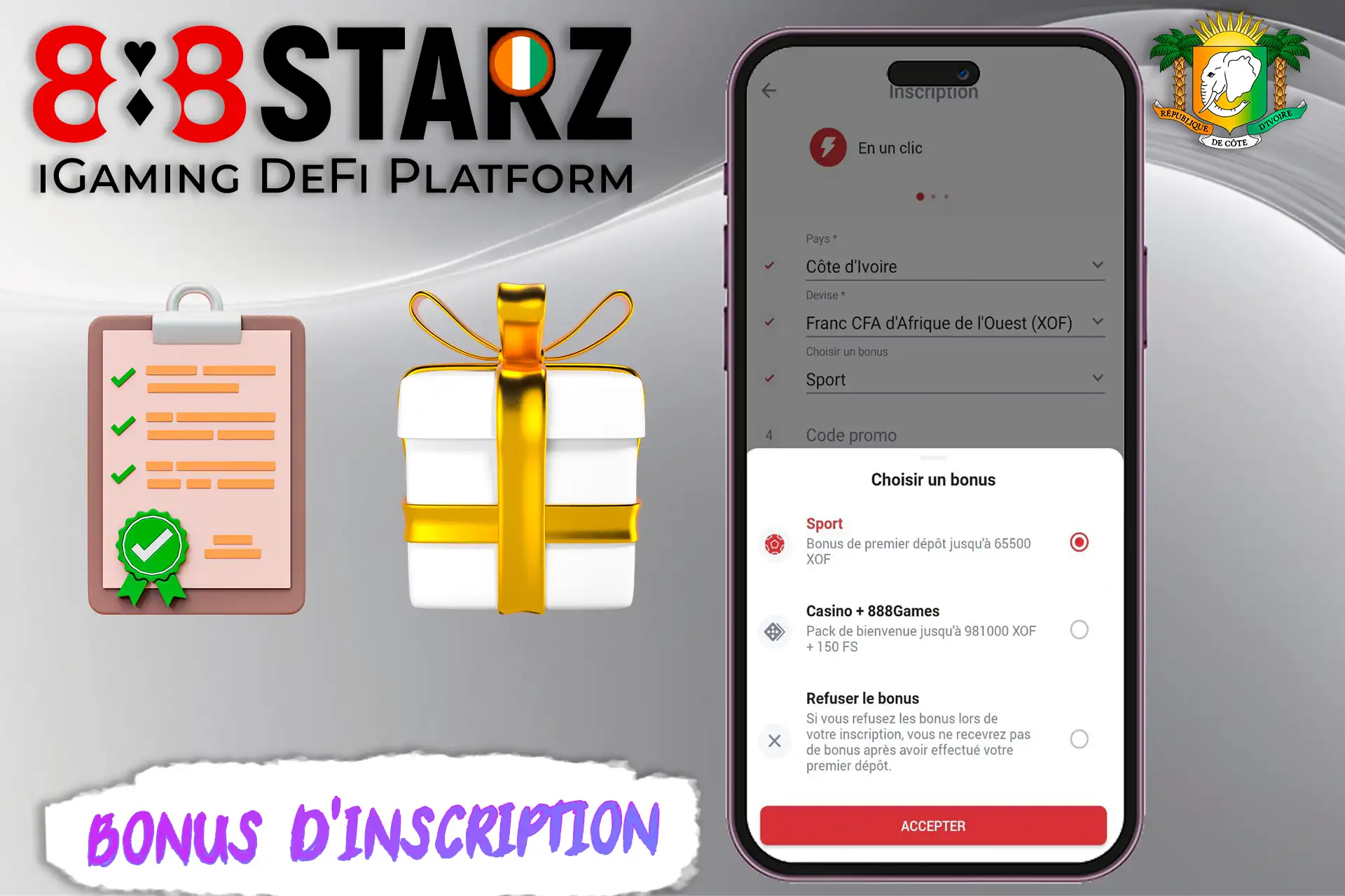 Description du bonus d'inscription au casino 888starz