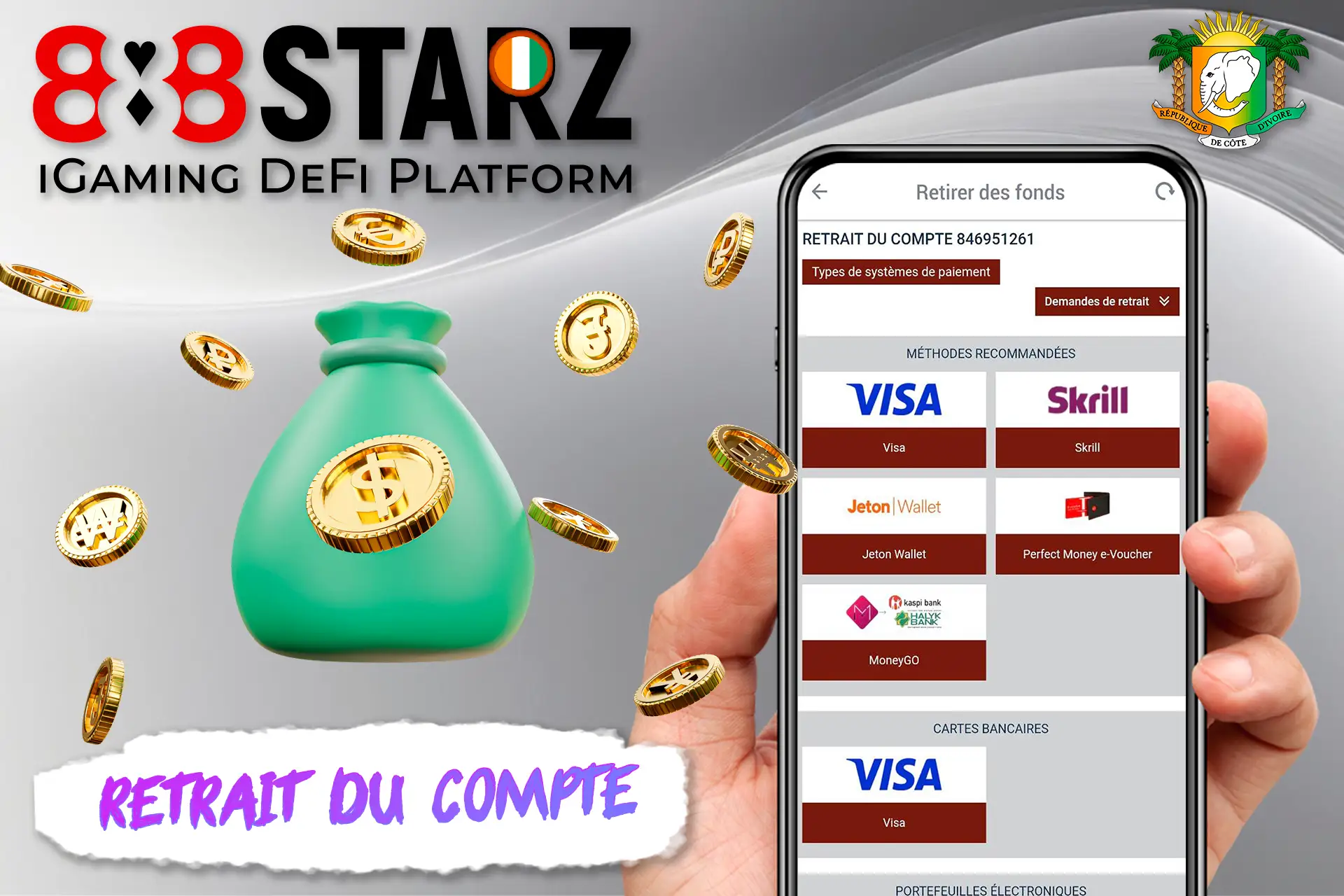 Description des moyens sûrs de retirer de l'argent du casino 888starz