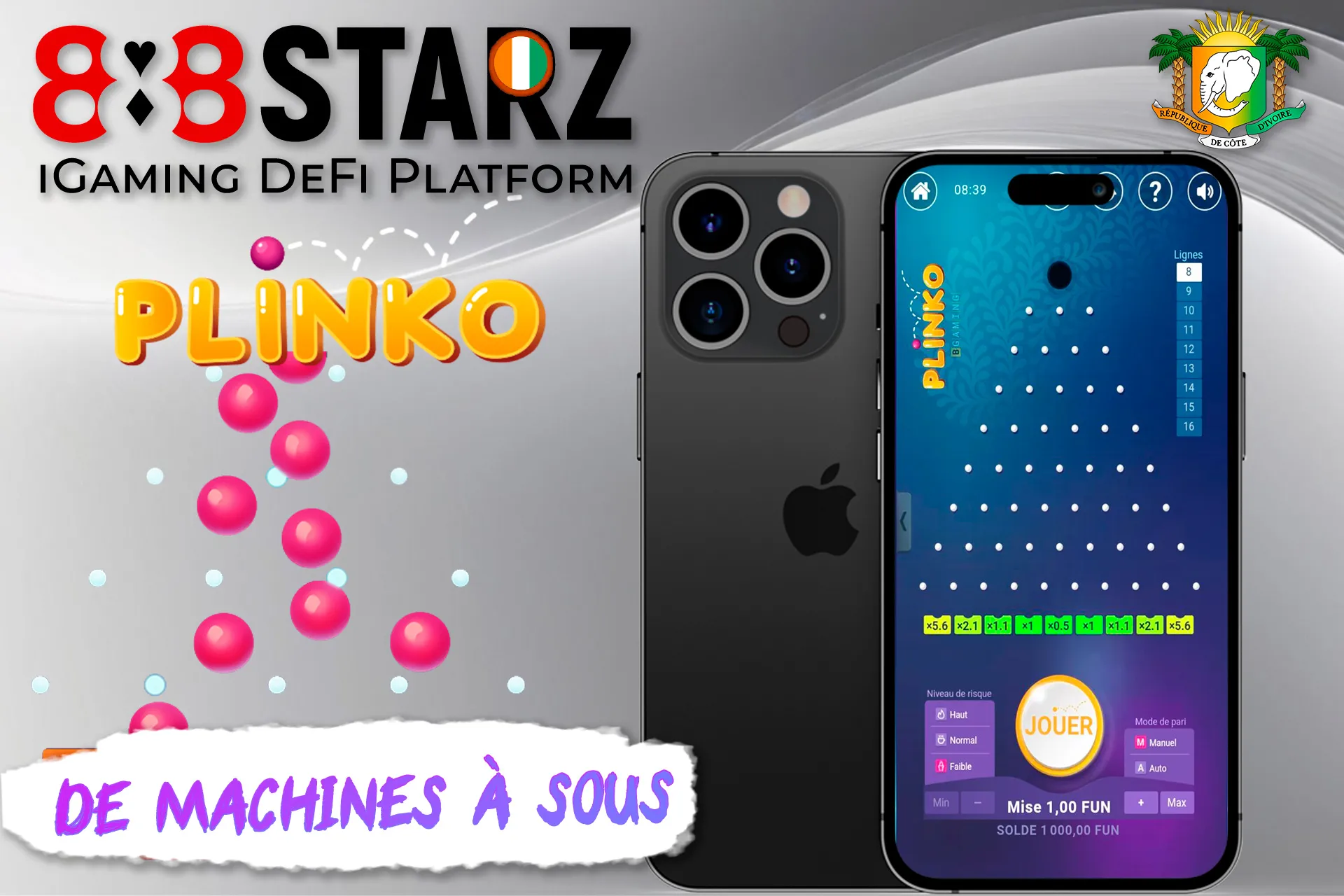 Célèbre machine à sous dans le style des jeux Plinko de 888starz